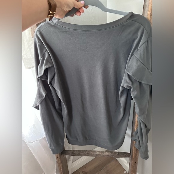 AMAZON ruffle long sleeve gray top - Picture 2 of 5
